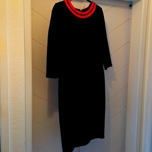 Boden navy dress with red collar